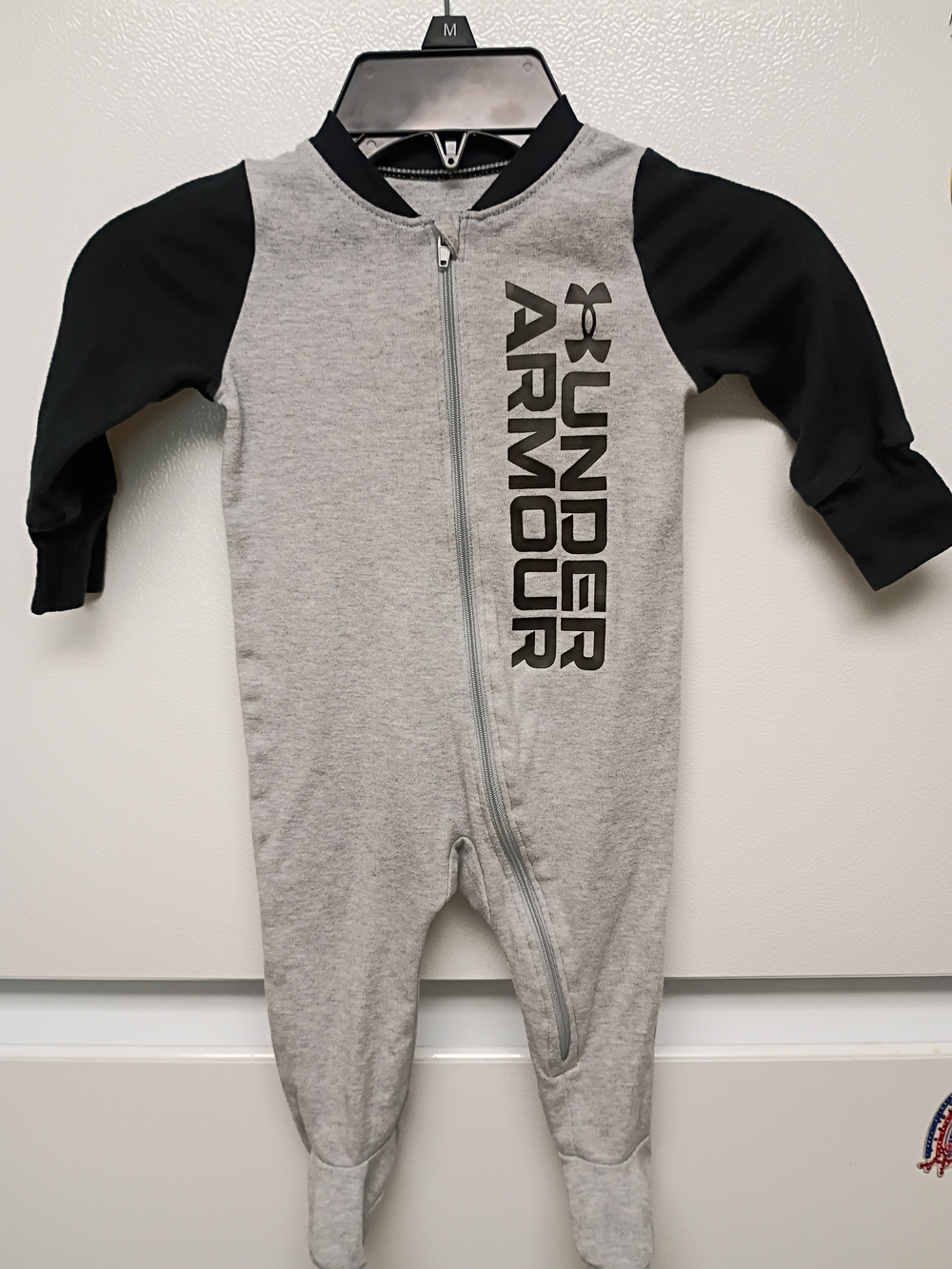 Under Armour Grey and Black Footed Baby One-Piece